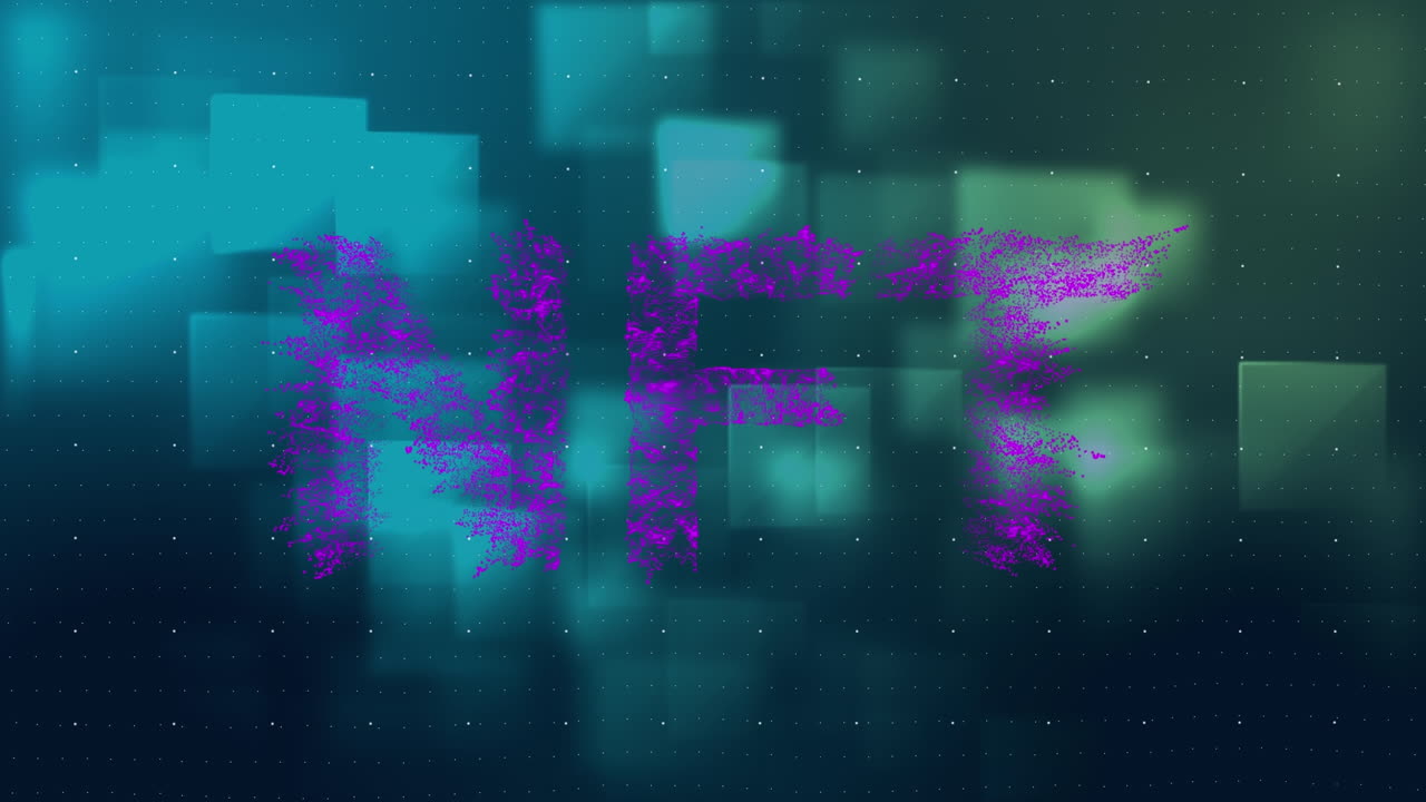 Animation des NFT-Textes über dunklem Hintergrund