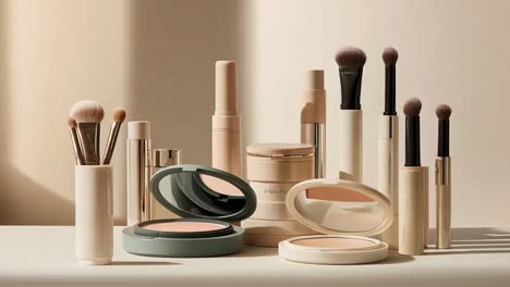 elegant beige makeup set