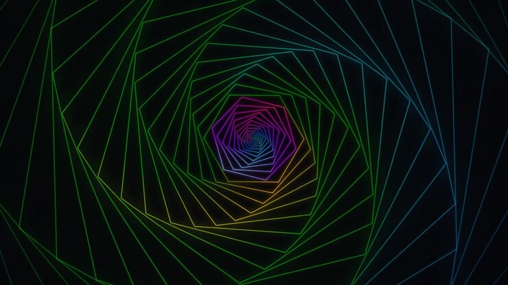 Abstract Rainbow Geometric Spiral Tunnel Animation