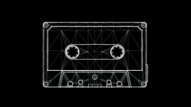 Hologram screen 3d of a audio cassette tape - Loop