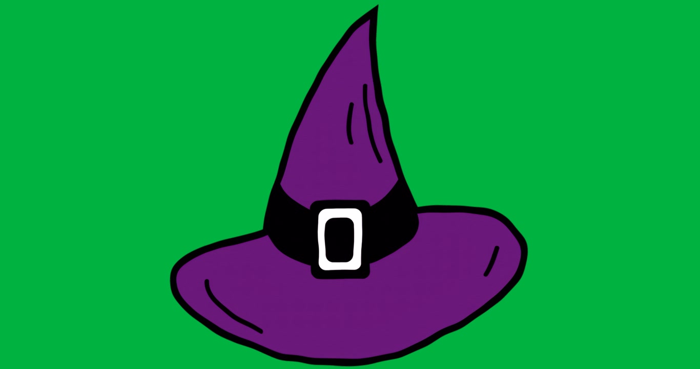 Marketer presenting purple witch hat mockup on transparent backdrop, adding animated buckle pulse