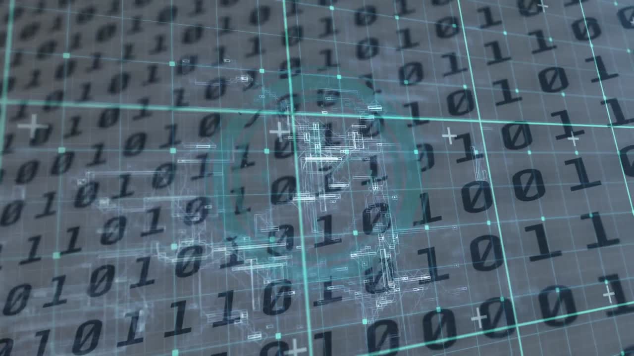 animación del procesamiento de datos a través de codificación binaria