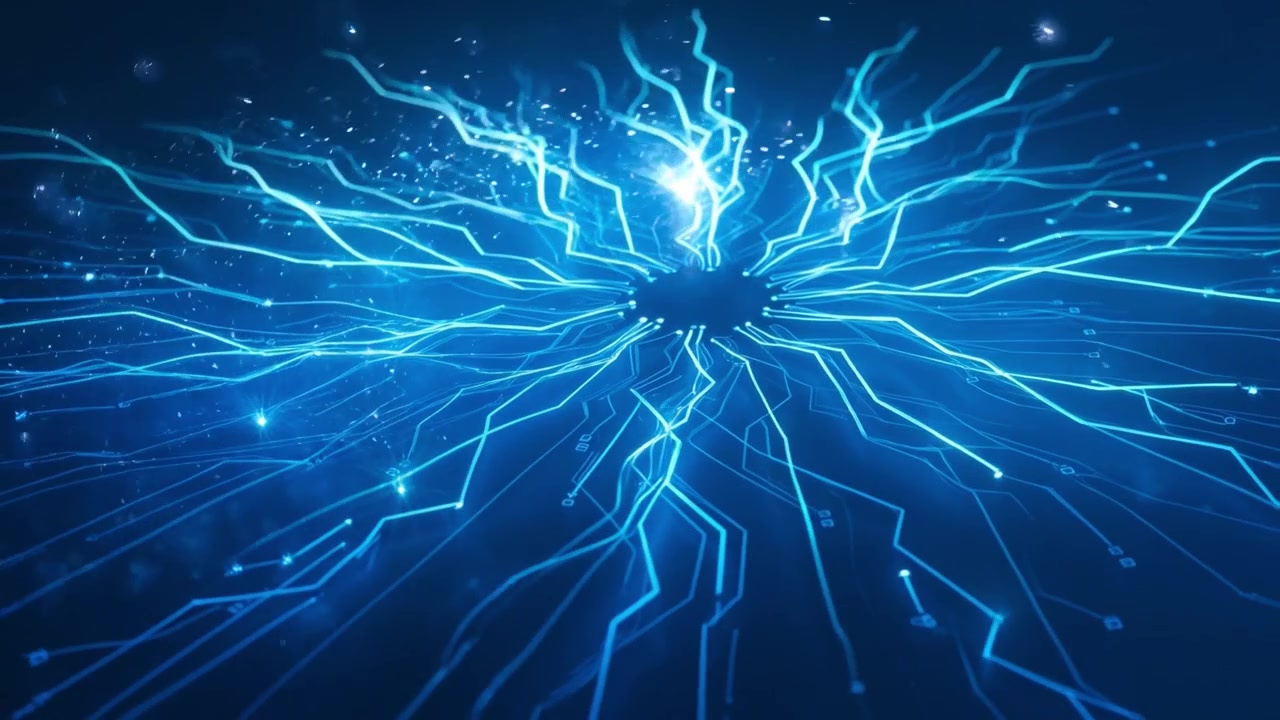 Abstract Neural Network with Glowing Data Connections