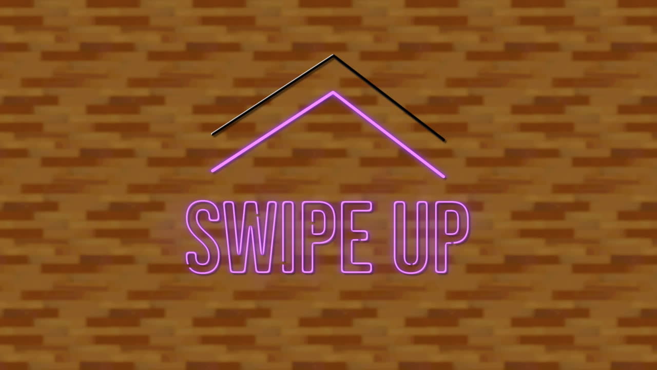 Animation of neon swipe up text over textured background