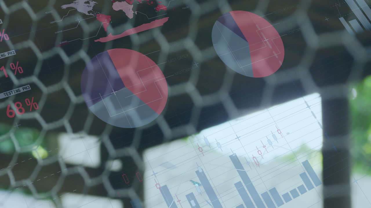 animación del procesamiento de datos financieros sobre pollo