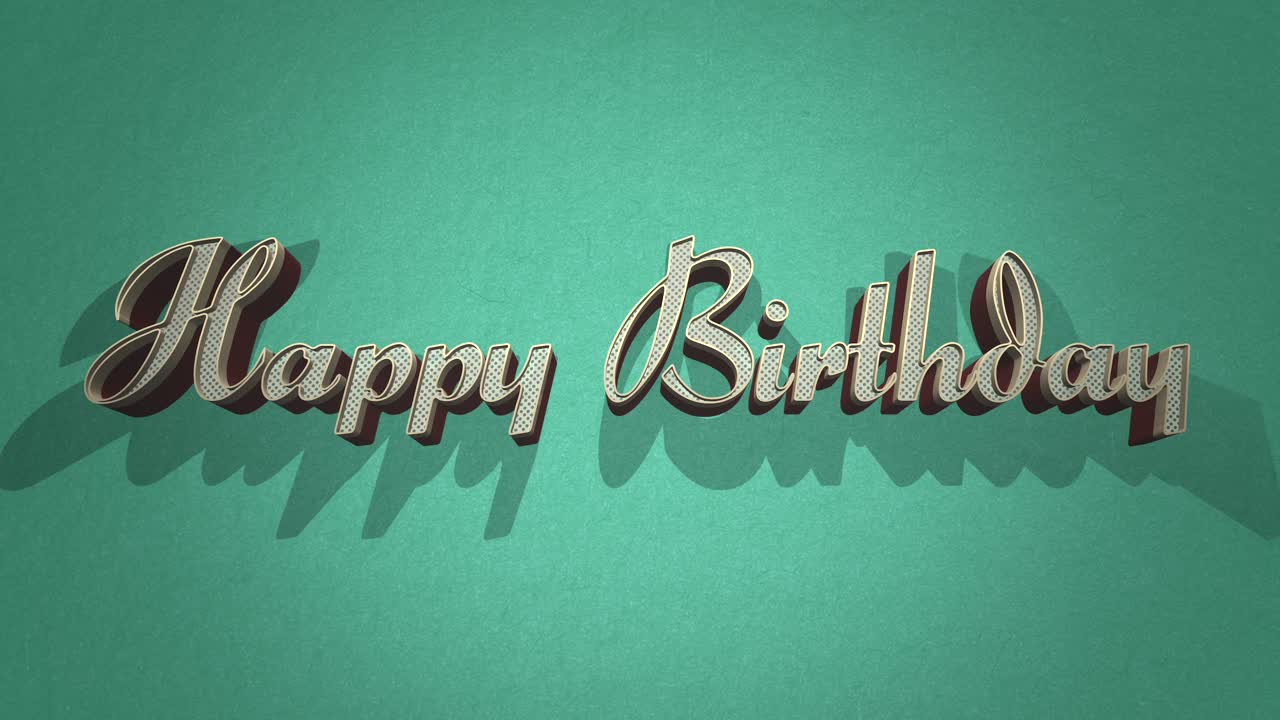 saludos de cumpleaños 3d de metal brillante en fondo verde