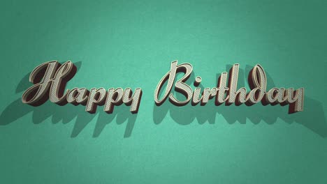 shiny metal 3d happy birthday greeting on green background