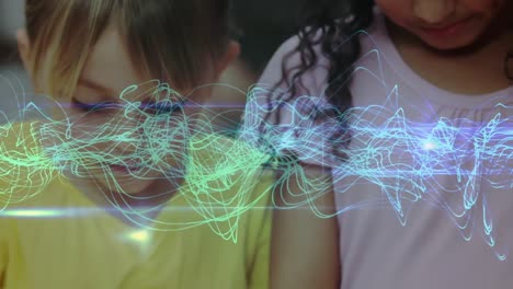 animation of connections and data processing over school children