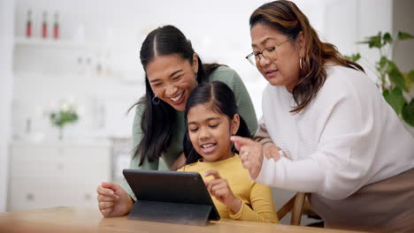 Abuela,-Madre-E-Hija-En-Una-Tableta-Como