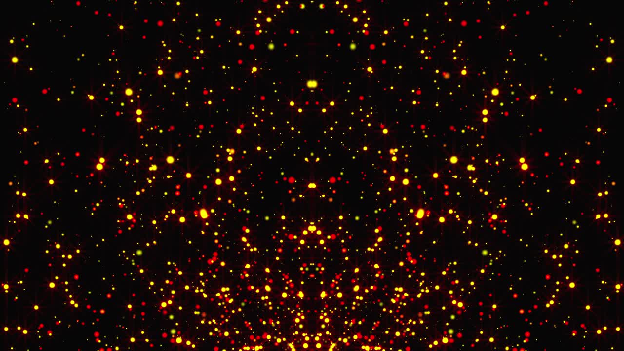 추상적인 금의 비와 밝은 입자, 화염과 함께 공간에서, 현대적인 반이는 배경, 3d 렌더링