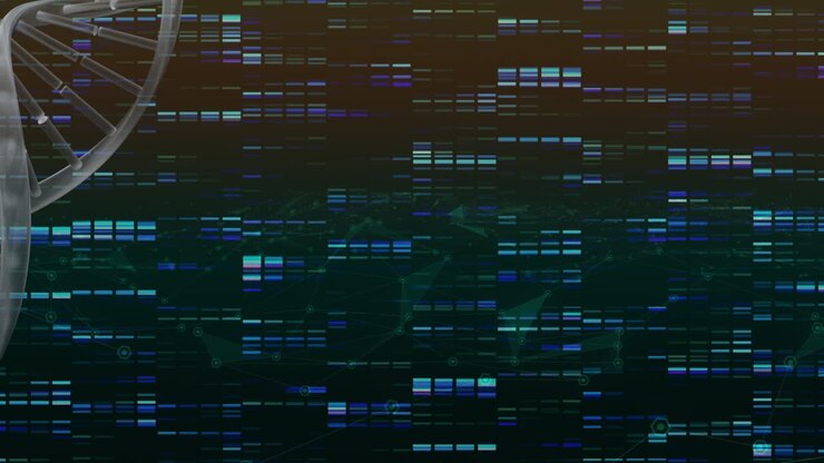 Animation of dna strand over shapes