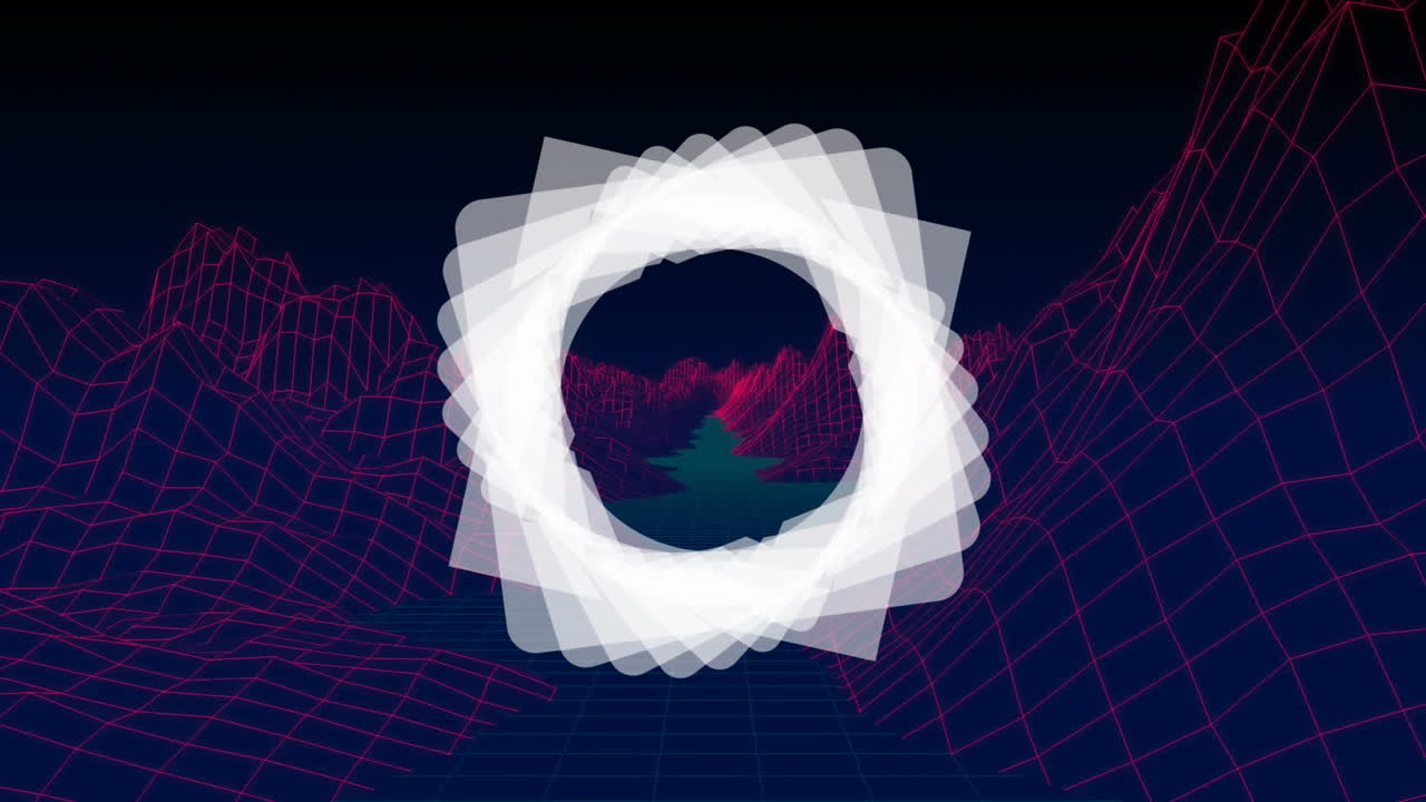 animación de un cuadrado giratorio futurista por encima del piso 3d