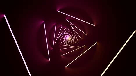 Abstract Neon Triangular Spiral Tunnel
