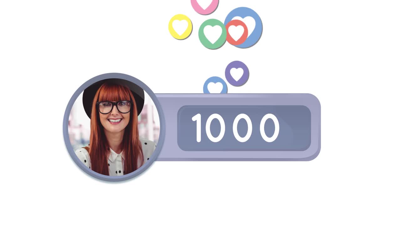 움직이는 심장 아이콘을 가진  ⁇ 은 머리 여성 4k