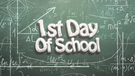 1st day of school with mathematical symbols on blackboard