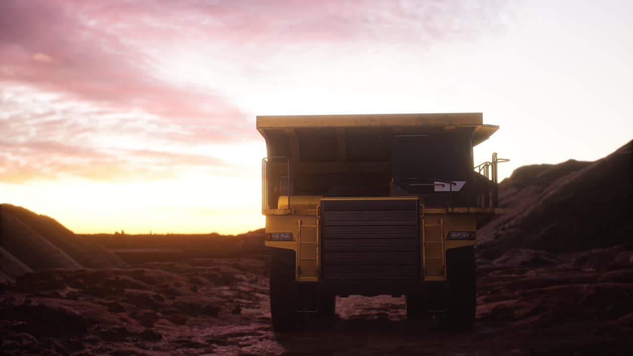 Yellow Dump Truck, Truck Mining At Mining Site