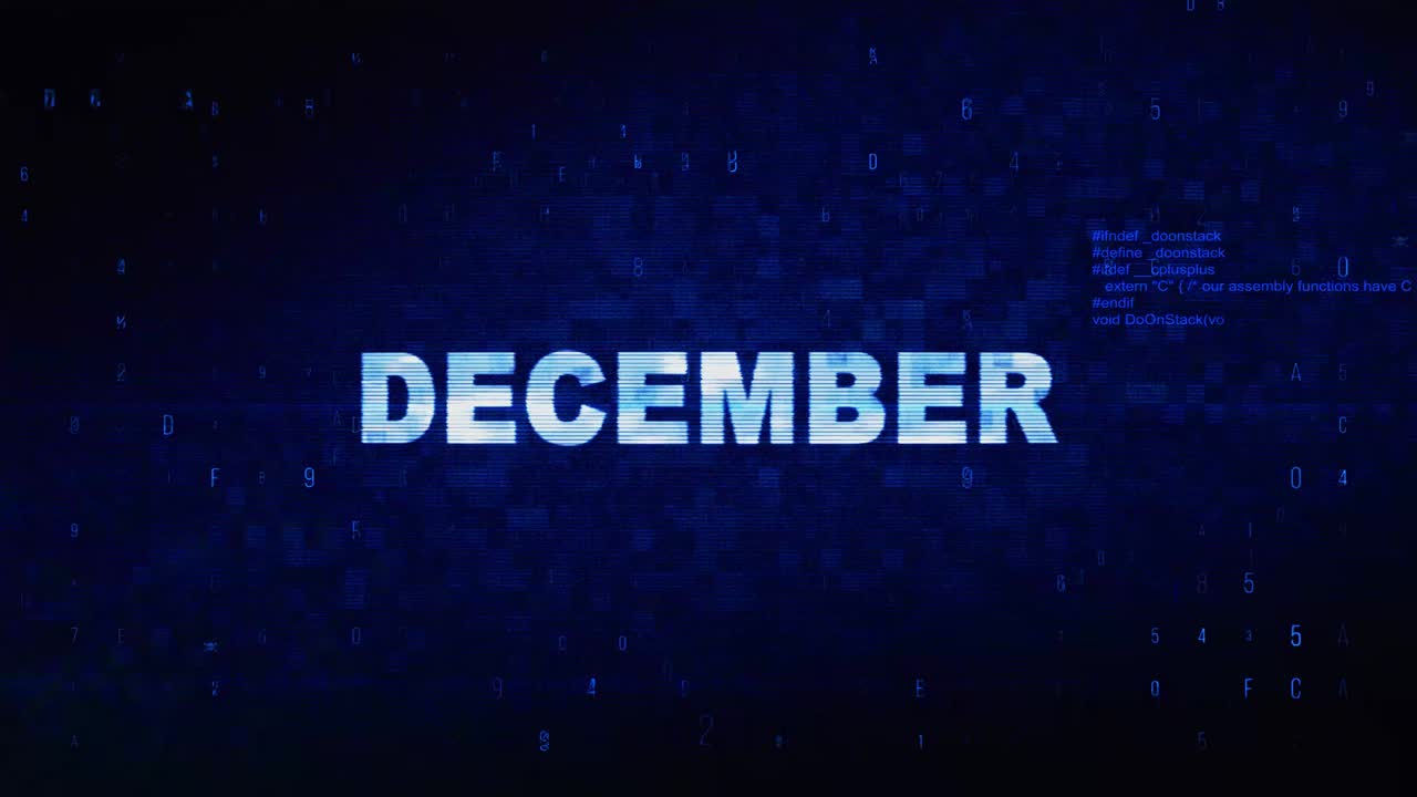 December text digital noise twitch and glitch effect tv screen loop animation background login and