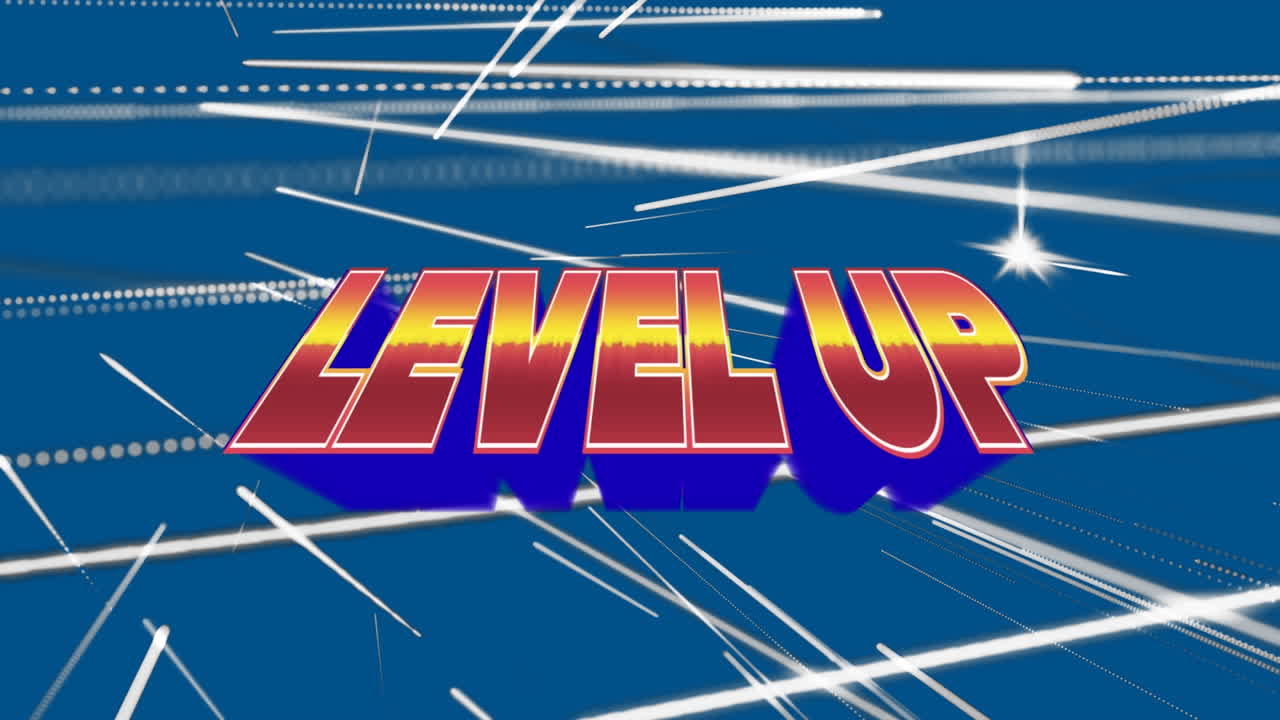 animación del nivel en el fondo azul con líneas blancas