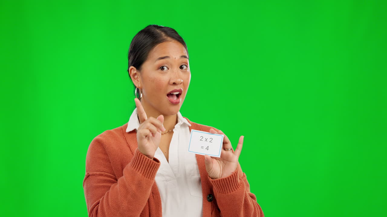 School, learning and teacher on green screen