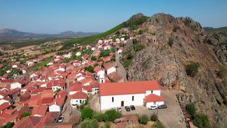 drone shot village of penha garcia in portugal