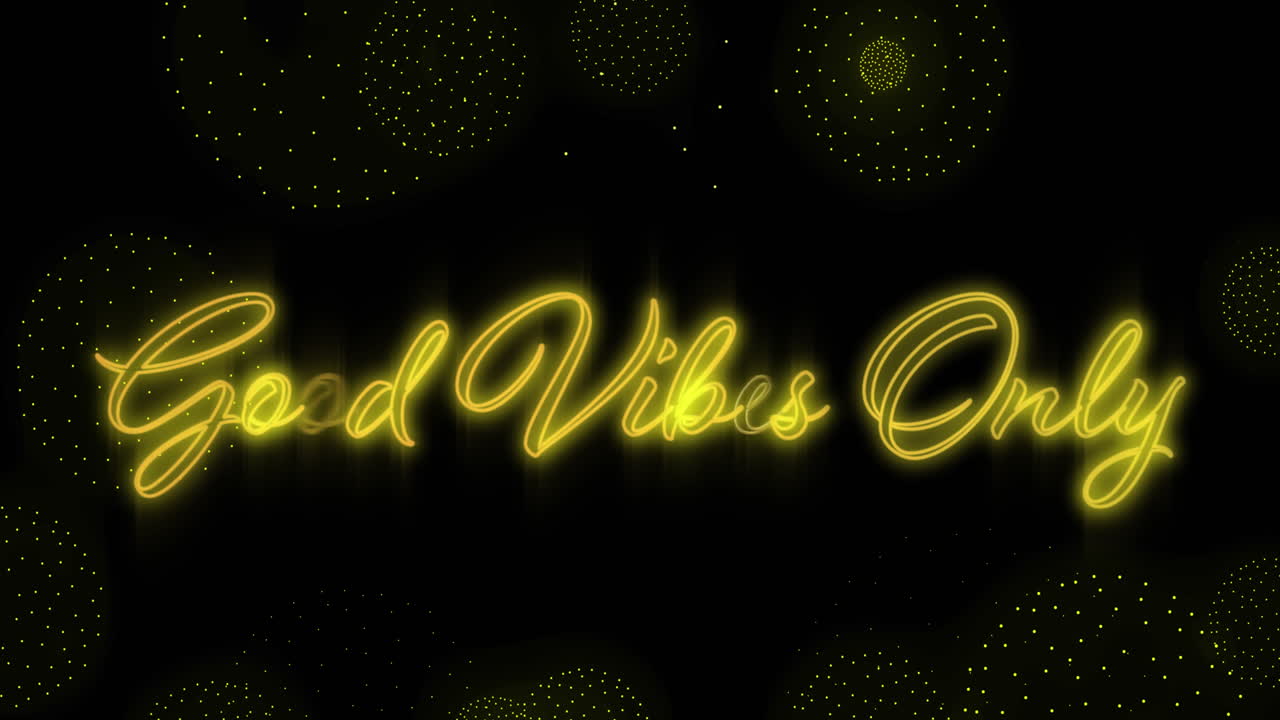 좋은 진동의 애니메이션 검은색 배경의 모양 위에 텍스트만