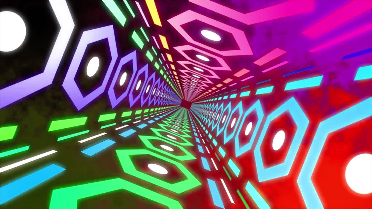 túnel hexagonal de neón
