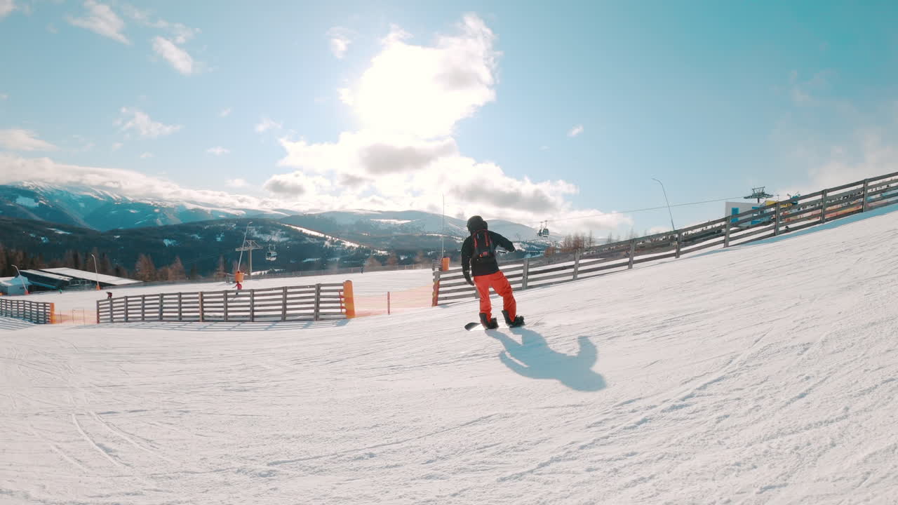 Snowboarding on a Sunny Ski Slope