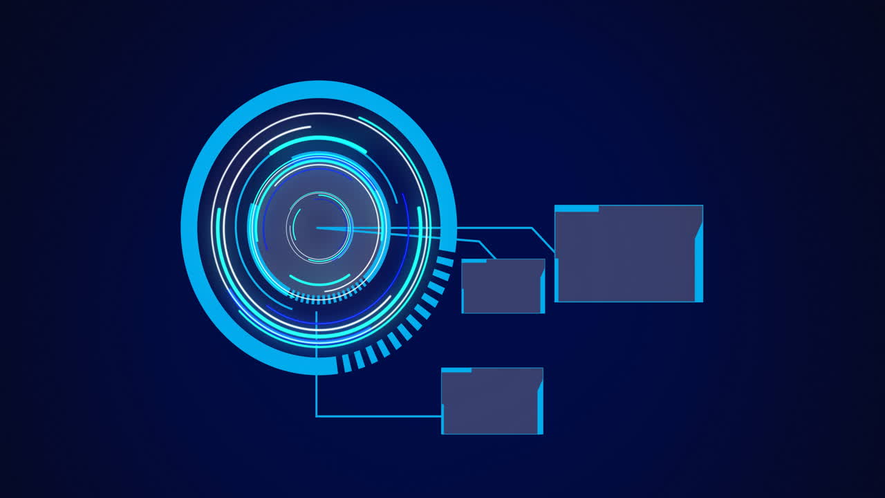 Animation of scopes scanning and data processing on digital screen