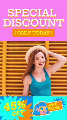 special discount offer with happy woman