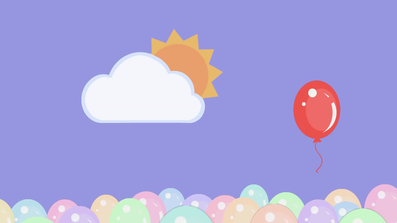 구름에 숨겨진 태양 위에 떠다니는 풍선