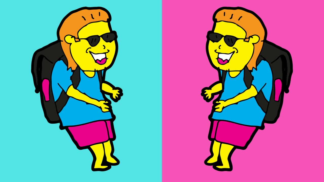 kids drawing pop art seamless background with theme of backpacker tourist