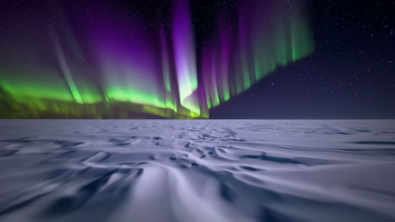 Aurora Borealis over a Frozen Arctic Landscape