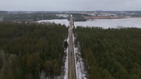 Establishing drone shot of Alton grange and rural farmland in Caledon, Ontario, Canada