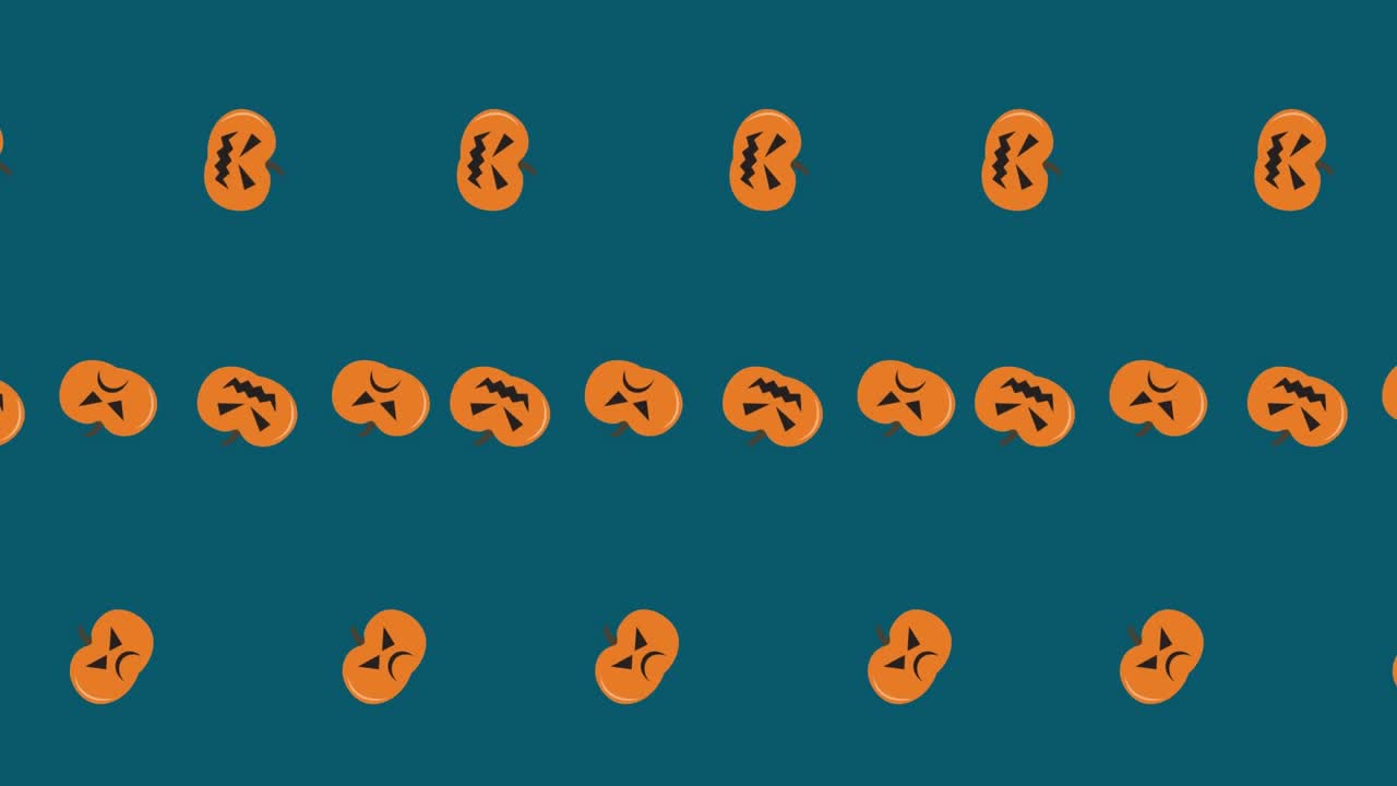 Animation of pumpkin icons over shapes moving