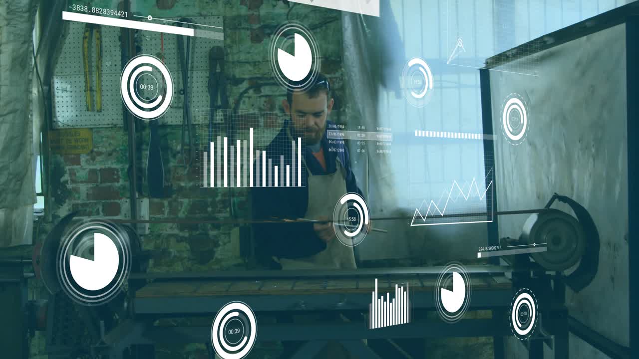 Craftsman mounting metal rod on lathe, guiding cutting tool shaping cylinder in metal shop daylight