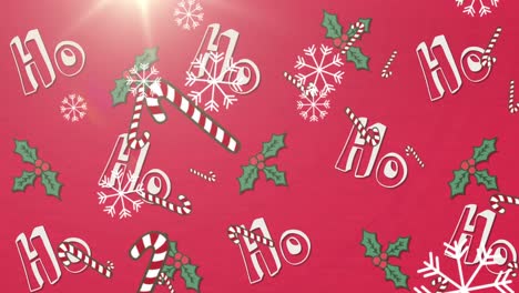 animación de ho, ho, ho texto con regalos de navidad
