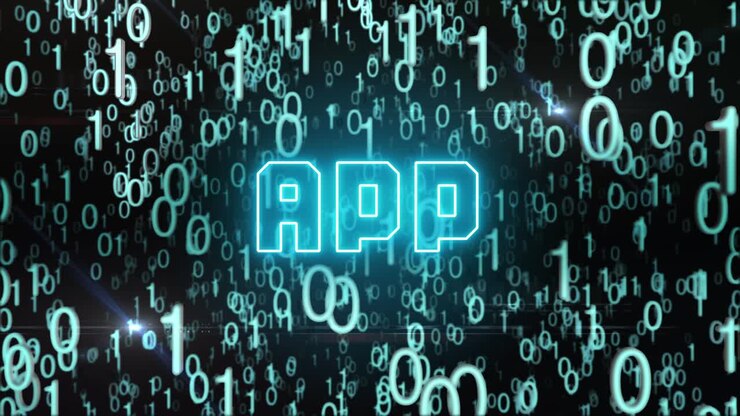 Golden App concept with digital code