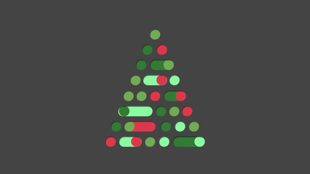 Animation of christmas tree on grey background