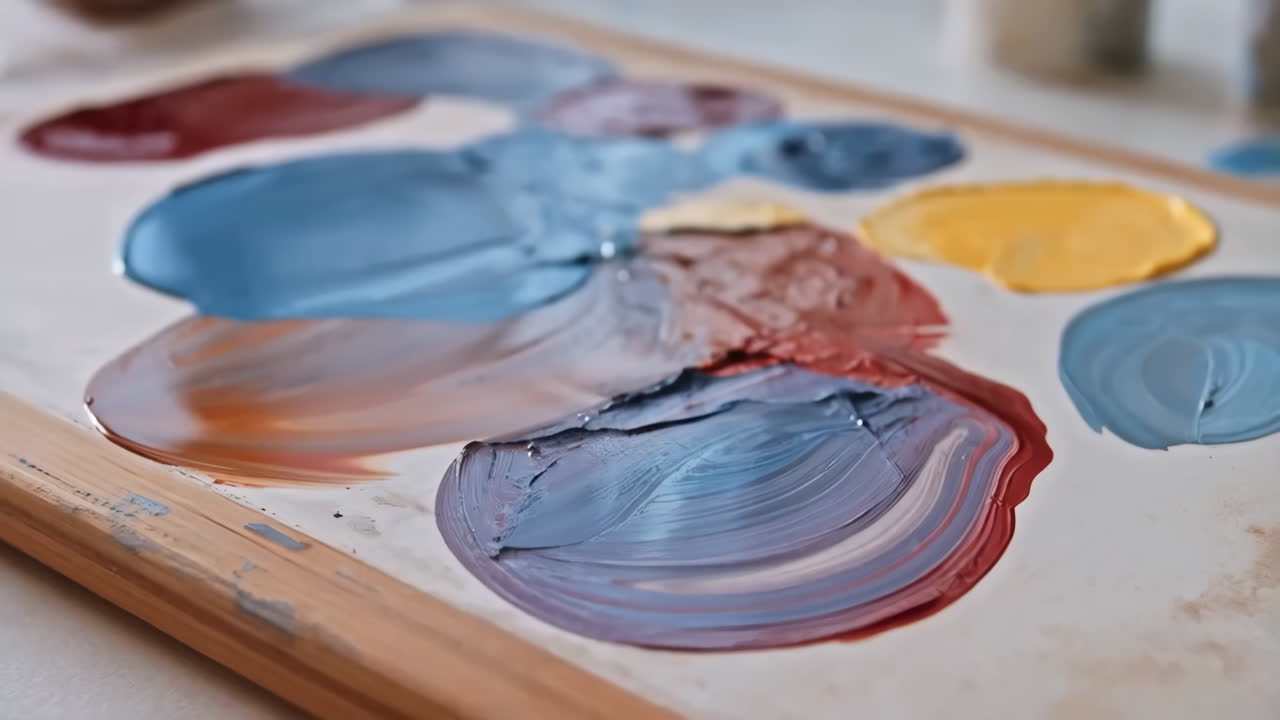 Artist's Palette with Vibrant Paint Colors