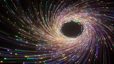 a captivating visual journey through a colorful swirling vortex of lights and energy, creating a hypnotic representation of motion and depth