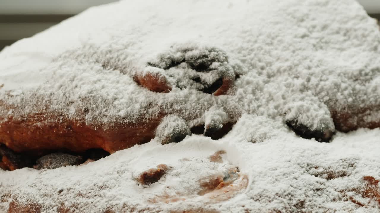 Close-up of a sugared Stollen
