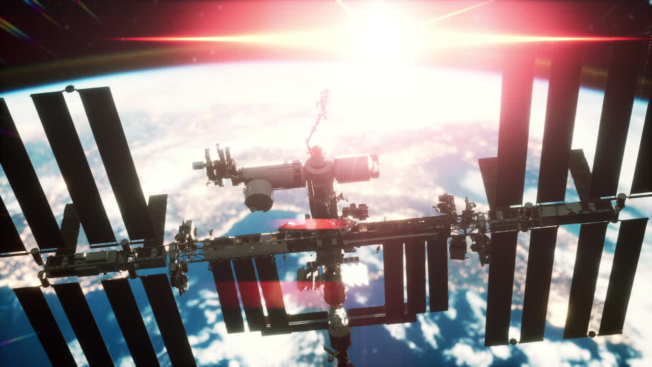 Stazione Spaziale Internazionale ISS che fluttua in orbita sopra il pianeta Terra