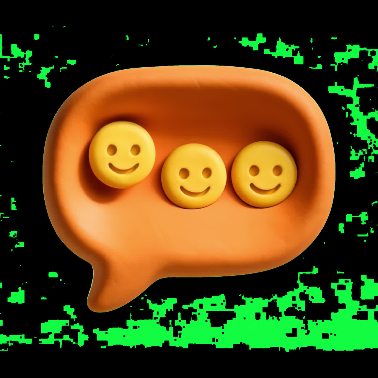 Clay emoji speech bubble animation isolated asset, transparent 4K video, alpha channel, ProRes 4444