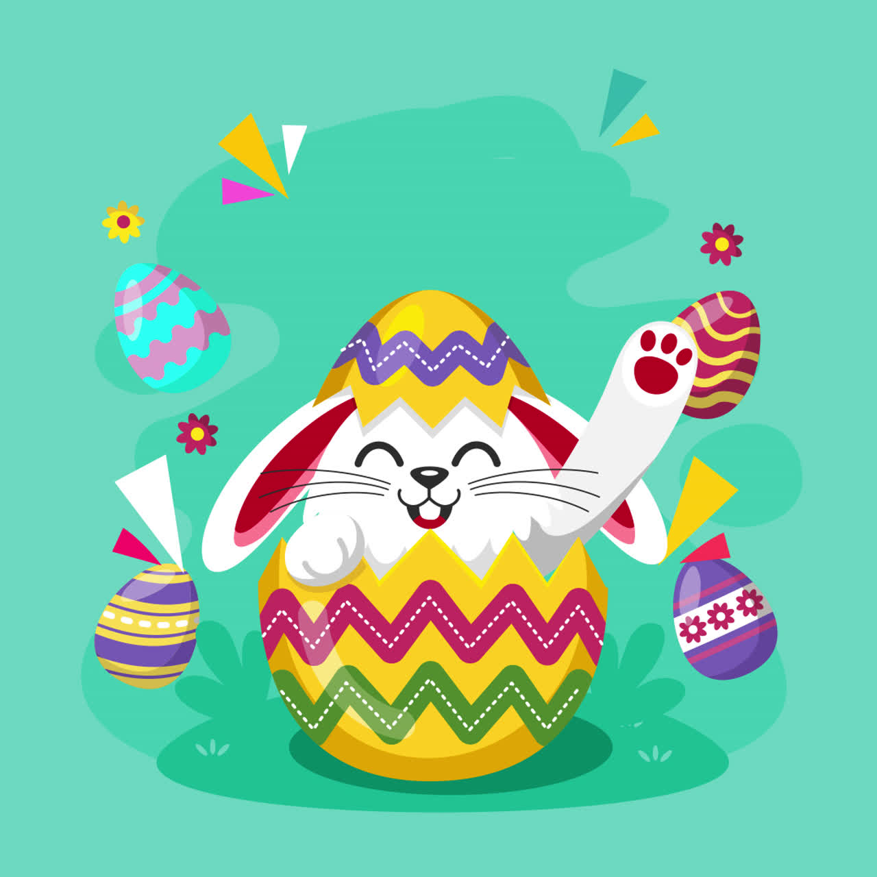 부활절 달에 귀여운 부활절 토끼