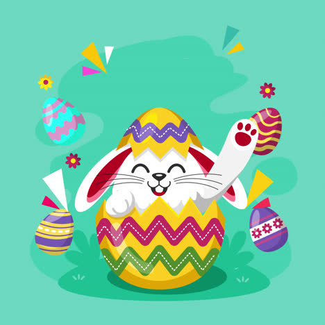un conejo de pascua lindo en un huevo de pascua