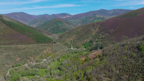 Panorama-Of-Mountain-Range-With-Forest-From-Doiras-In-Galicia,-Spain