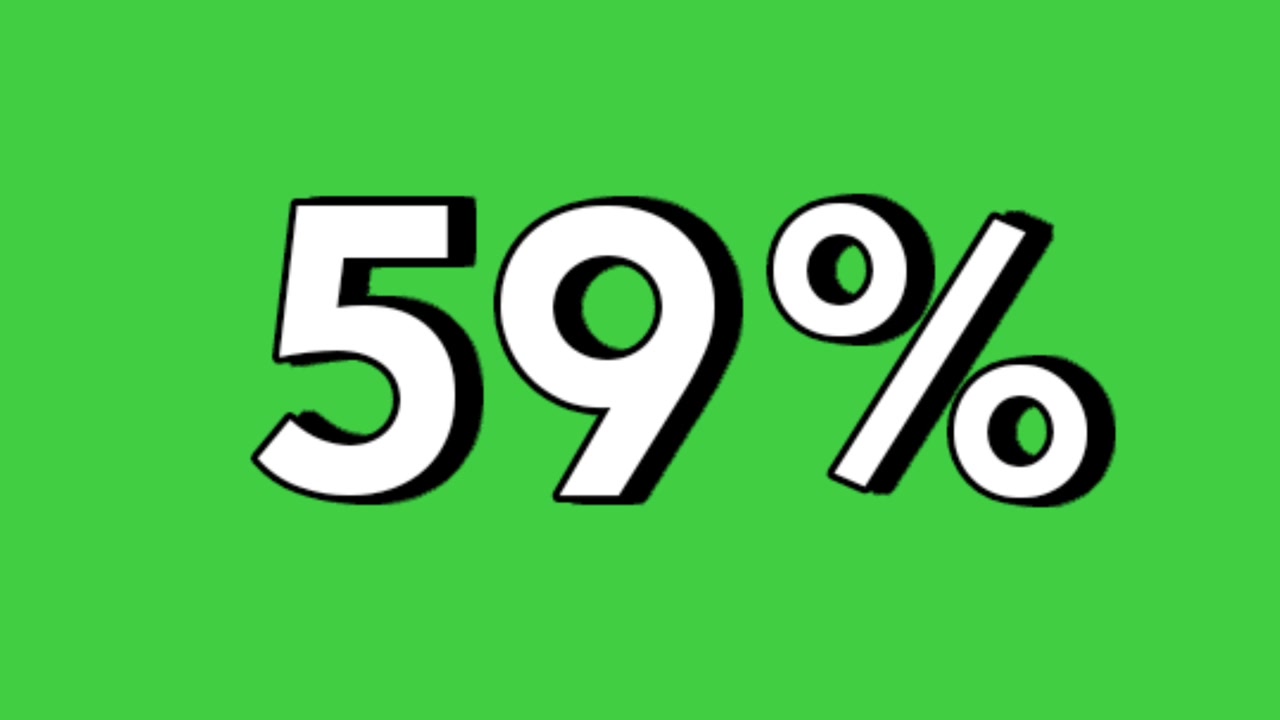 59% percent animation sign symbol on green screen percentage motion graphics for discount and flash sale business concept video element