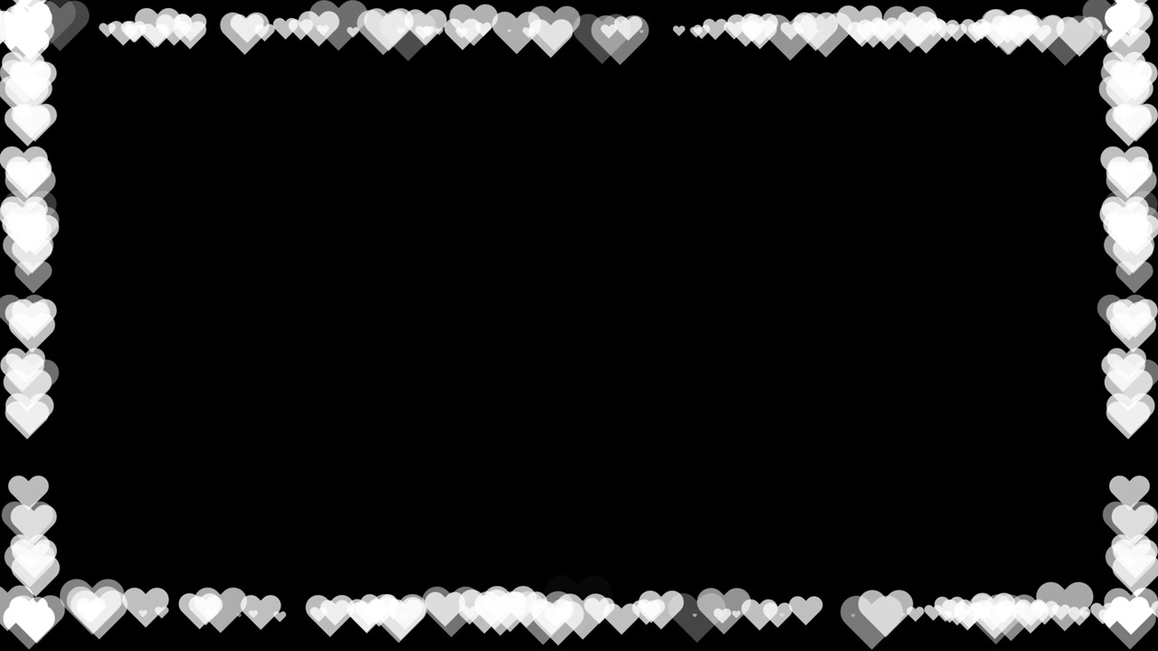 Animated White and Grey Heart Frame on Black Background