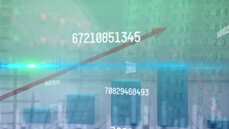 spot of light over multiple changing numbers against stock market data processing