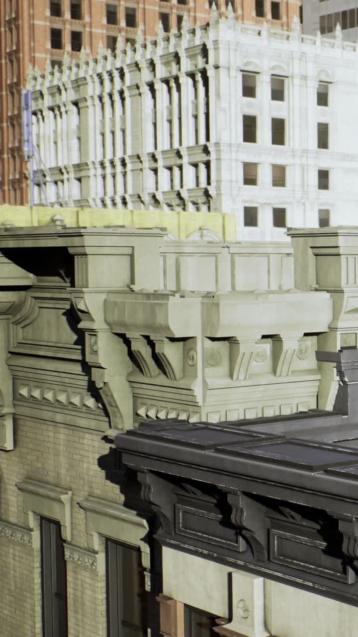 Detalhes de edifícios entre a arquitetura urbana em um centro movimentado da cidade